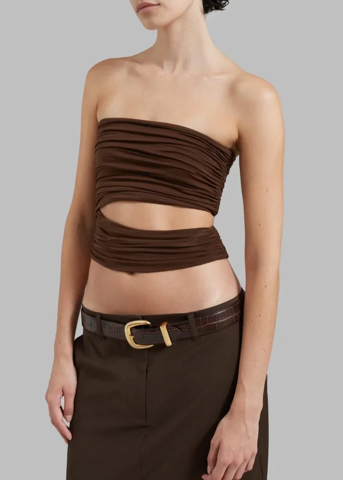 Clothing Women The Frankie Shop Elena Tube Top 8211 Brown