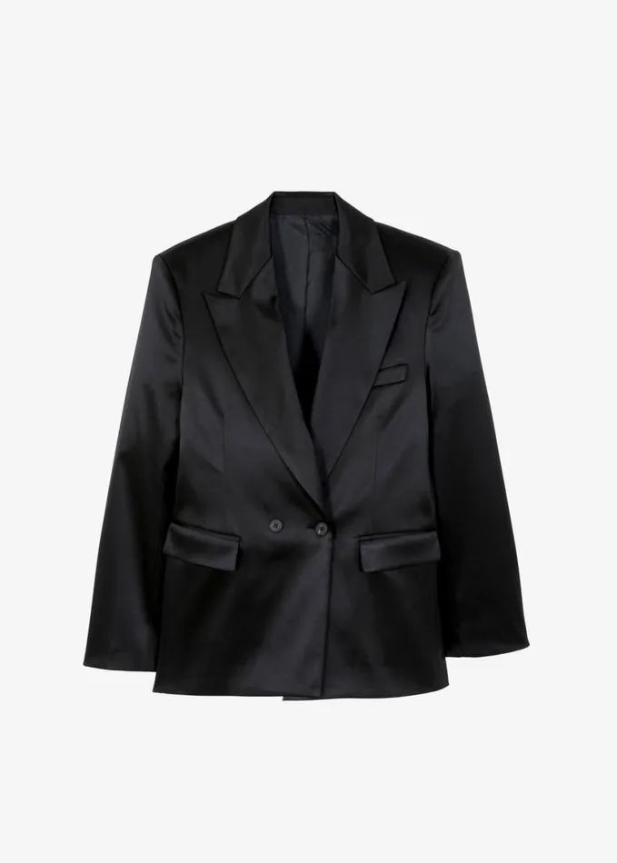 Clothing Women The Frankie Shop Eliane Satin Blazer 8211 Black