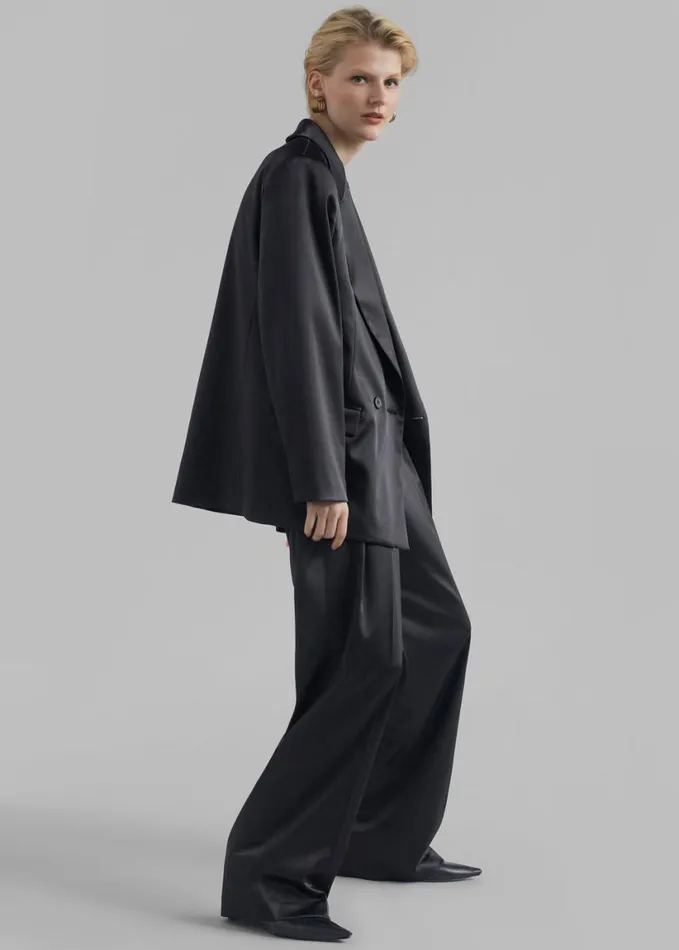 Clothing Women The Frankie Shop Eliane Satin Blazer 8211 Black