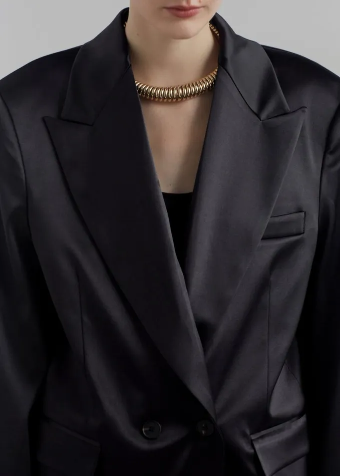 Clothing Women The Frankie Shop Eliane Satin Blazer 8211 Black