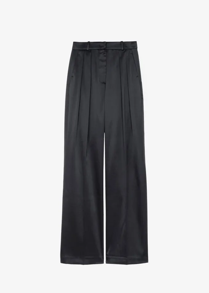 Clothing Women The Frankie Shop Eliane Satin Pleated Trousers 8211 Black