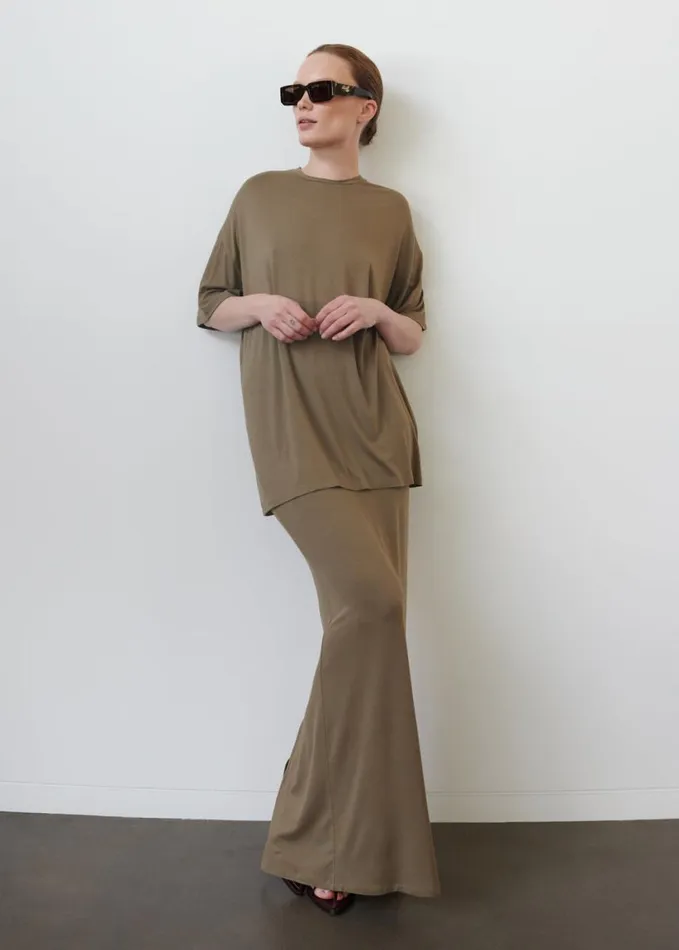 Clothing Women The Frankie Shop Ella Boxy Tee 8211 Khaki Brown