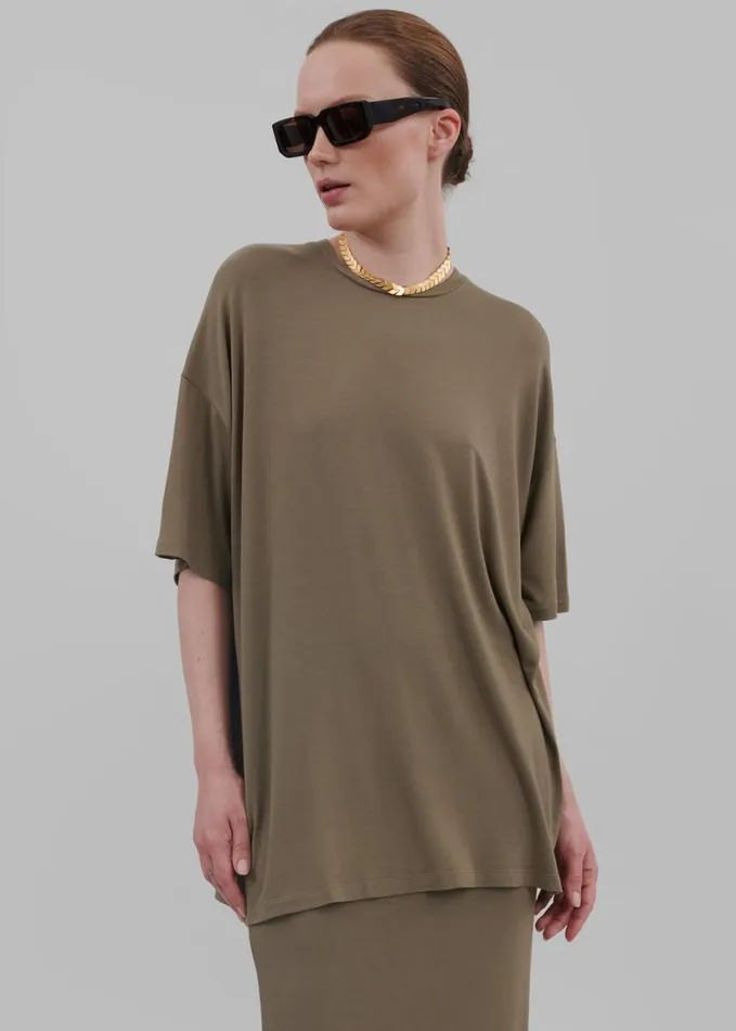 Clothing Women The Frankie Shop Ella Boxy Tee 8211 Khaki Brown