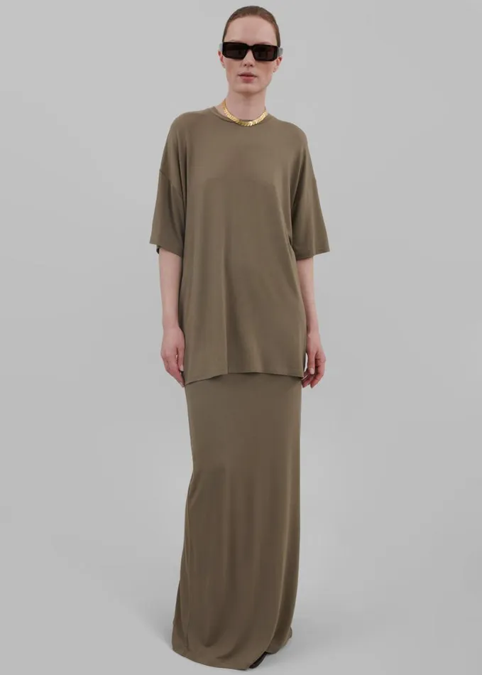 Clothing Women The Frankie Shop Ella Boxy Tee 8211 Khaki Brown