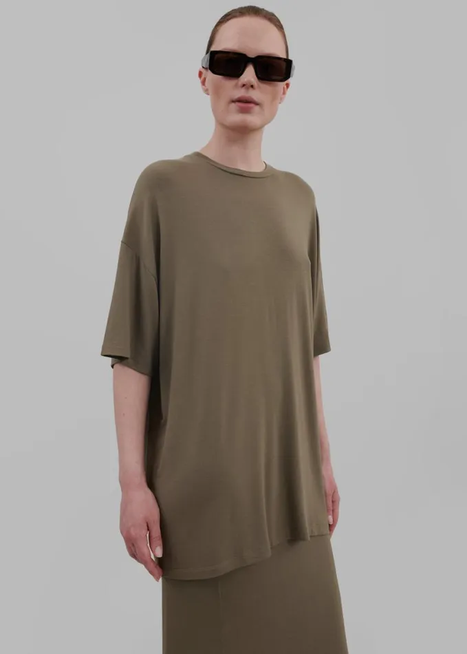 Clothing Women The Frankie Shop Ella Boxy Tee 8211 Khaki Brown