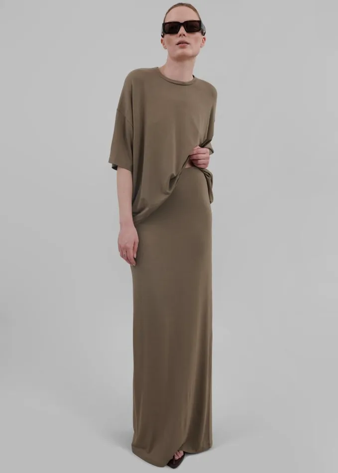 Clothing Women The Frankie Shop Ella Boxy Tee 8211 Khaki Brown