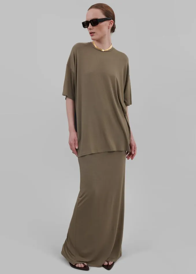 Clothing Women The Frankie Shop Ella Boxy Tee 8211 Khaki Brown