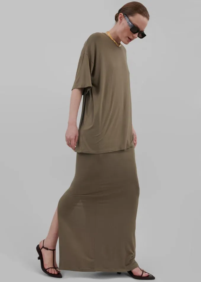 Clothing Women The Frankie Shop Ella Boxy Tee 8211 Khaki Brown