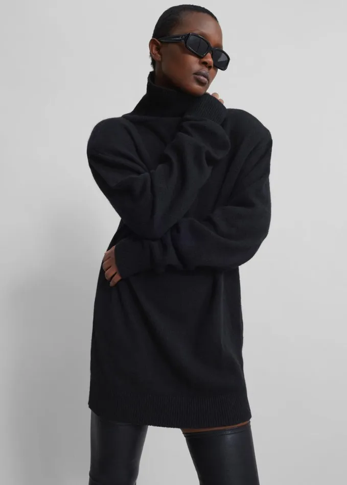Clothing Women The Frankie Shop Emilia Mini Padded Sweater Dress 8211 Black