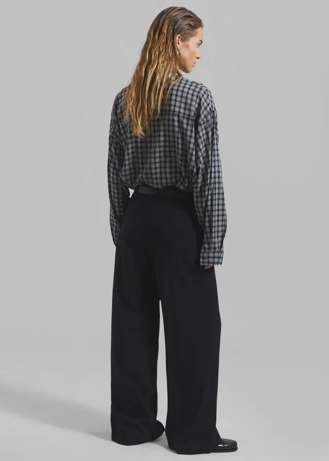 Clothing Women The Frankie Shop Emmett Plaid Shirt 8211 Black