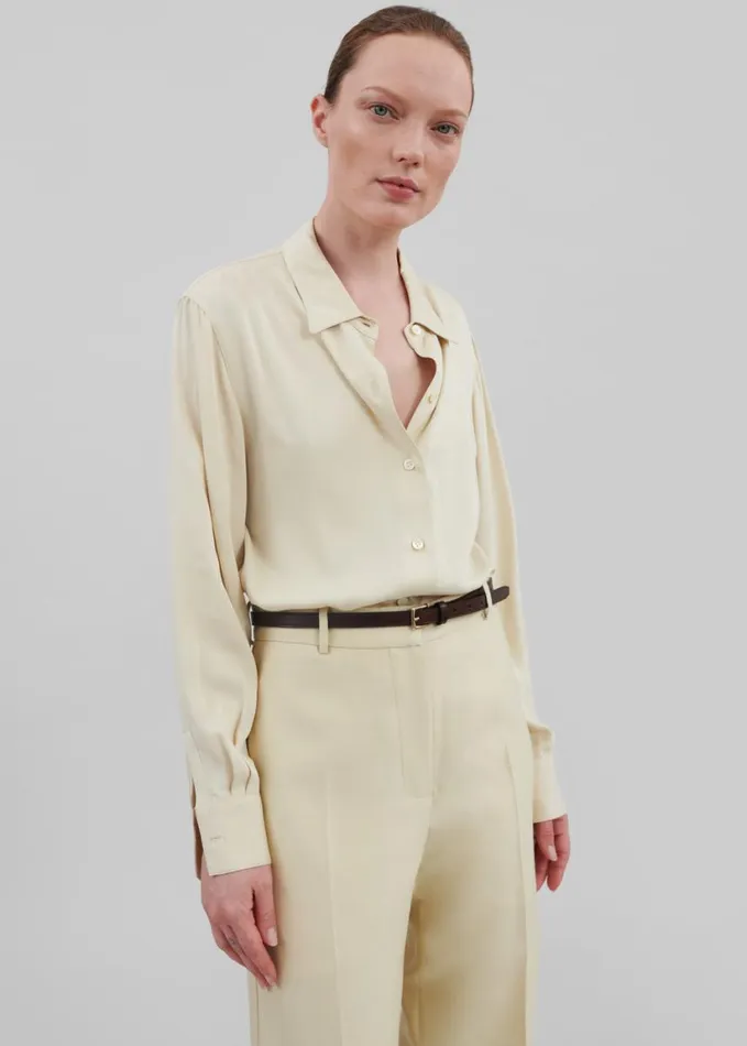Clothing Women The Frankie Shop Emra Silk Trousers 8211 Pale Yellow