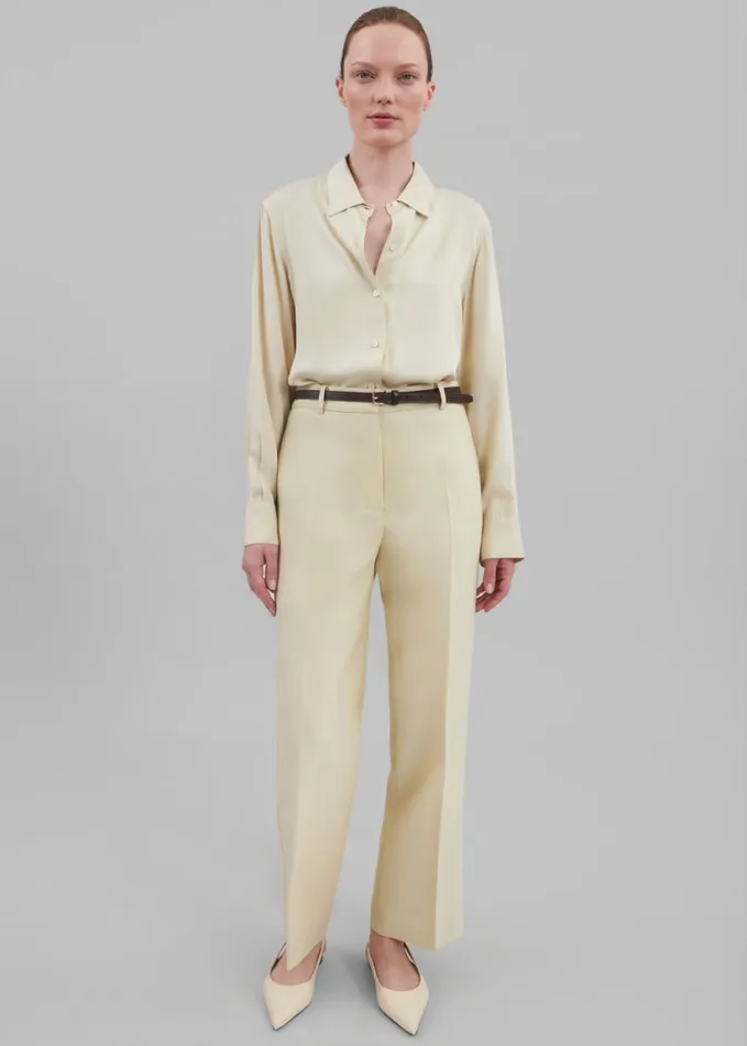 Clothing Women The Frankie Shop Emra Silk Trousers 8211 Pale Yellow