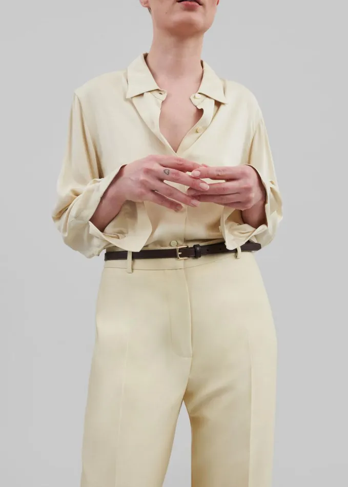 Clothing Women The Frankie Shop Emra Silk Trousers 8211 Pale Yellow