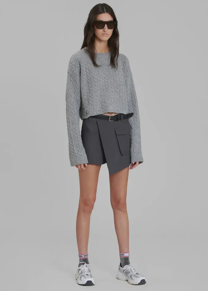 Clothing Women The Frankie Shop Farrah Braided Sweater 8211 Grey Melange