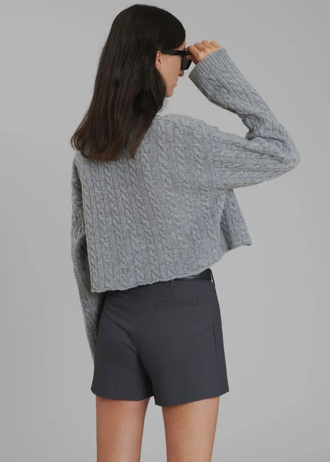 Clothing Women The Frankie Shop Farrah Braided Sweater 8211 Grey Melange