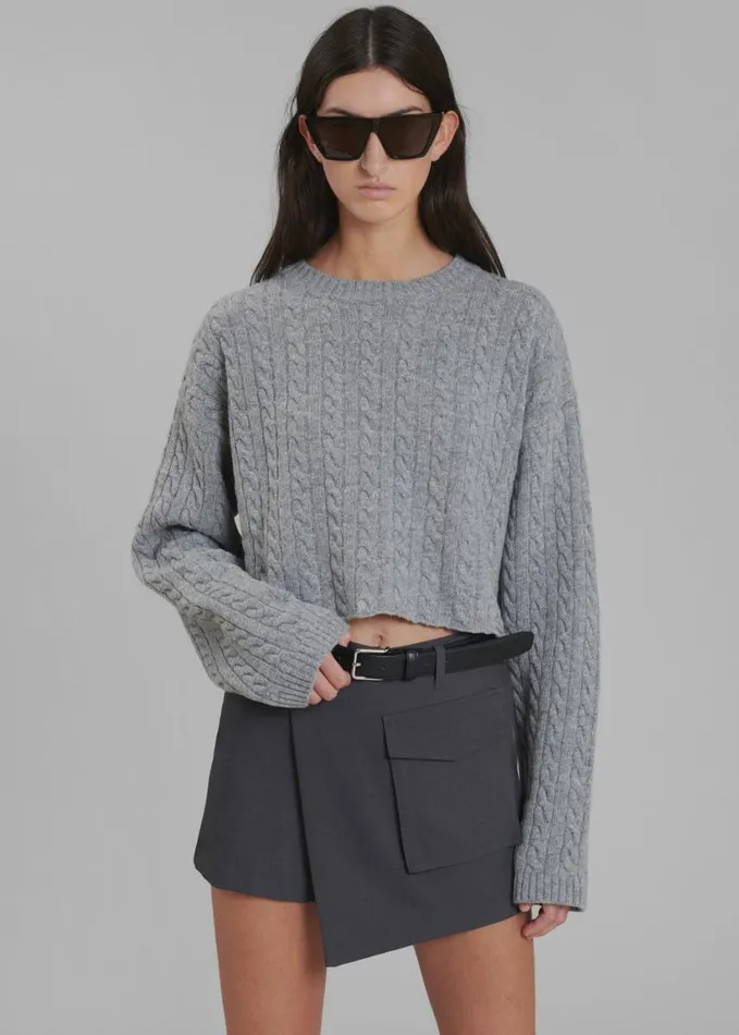 Clothing Women The Frankie Shop Farrah Braided Sweater 8211 Grey Melange