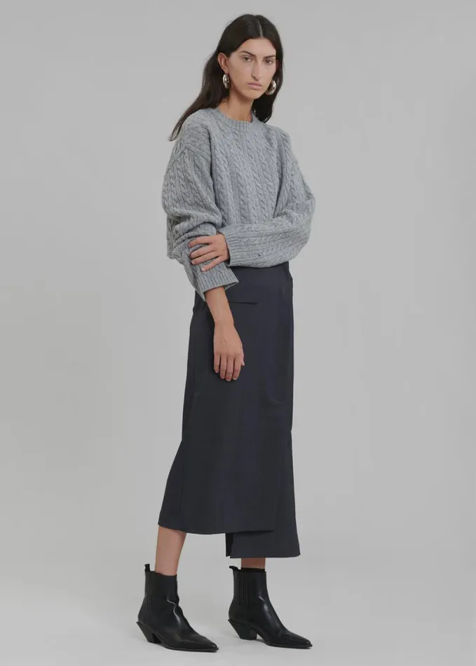 Clothing Women The Frankie Shop Farrah Braided Sweater 8211 Grey Melange