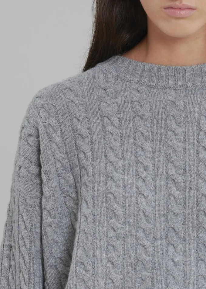 Clothing Women The Frankie Shop Farrah Braided Sweater 8211 Grey Melange