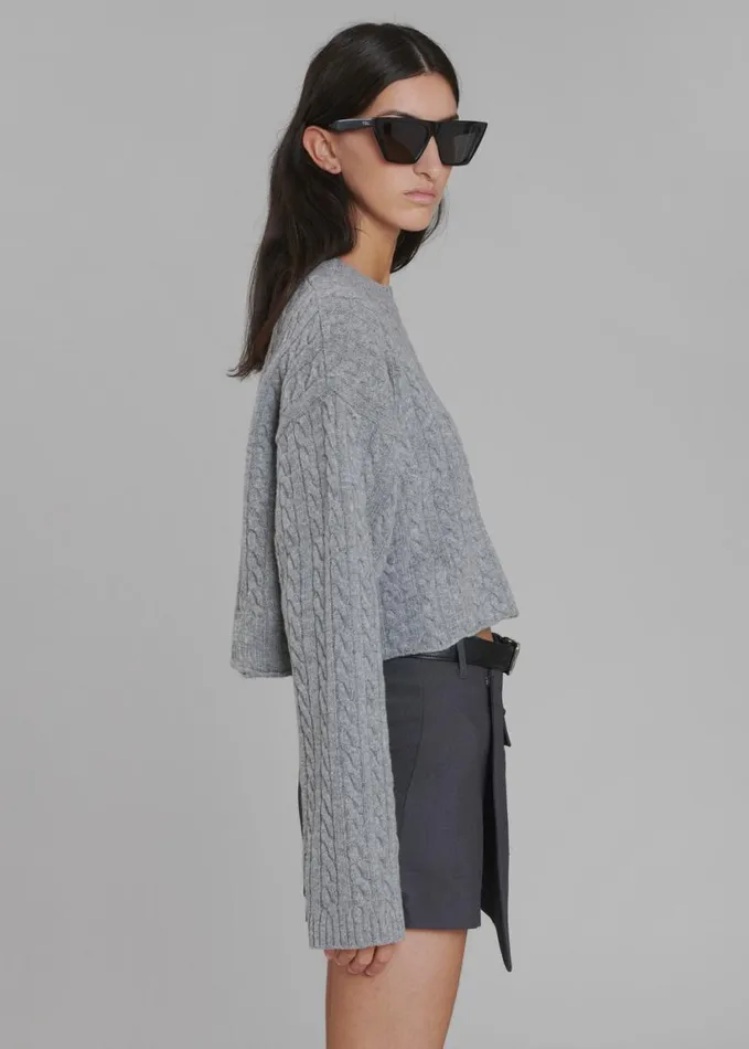 Clothing Women The Frankie Shop Farrah Braided Sweater 8211 Grey Melange