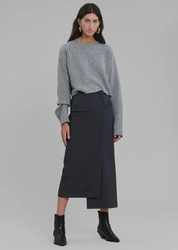 Clothing Women The Frankie Shop Farrah Braided Sweater 8211 Grey Melange