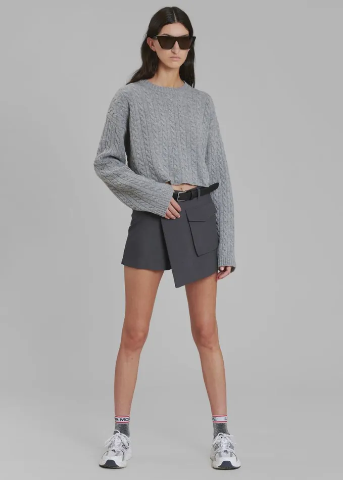 Clothing Women The Frankie Shop Farrah Braided Sweater 8211 Grey Melange