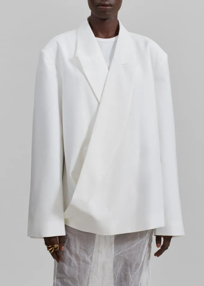 Clothing Women The Frankie Shop Geneva Wrap Blazer 8211 White