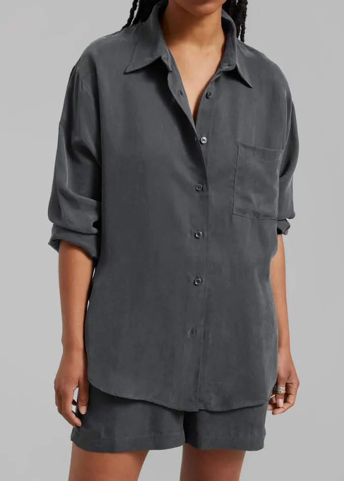 Clothing Women The Frankie Shop Haneul Shirt 8211 Charcoal