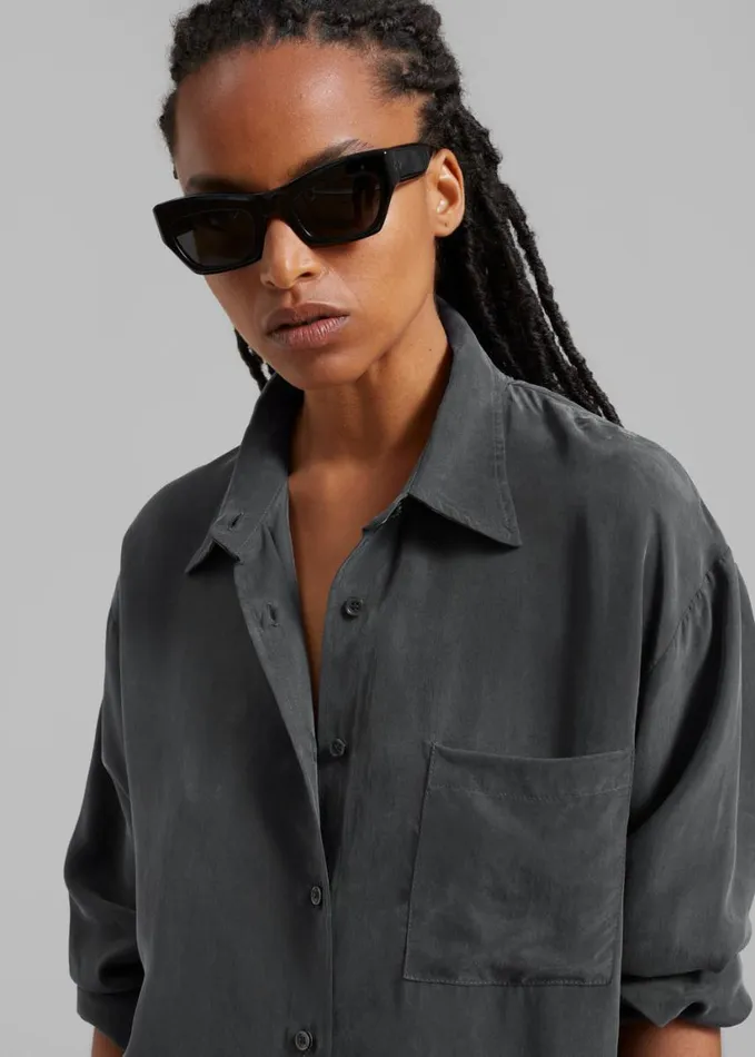 Clothing Women The Frankie Shop Haneul Shirt 8211 Charcoal