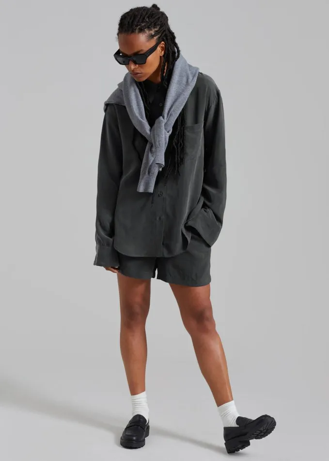Clothing Women The Frankie Shop Haneul Shirt 8211 Charcoal