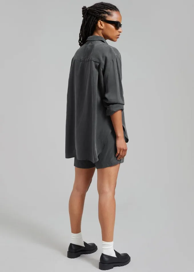 Clothing Women The Frankie Shop Haneul Shirt 8211 Charcoal