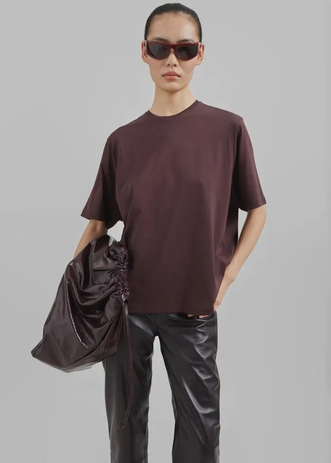 Clothing Women The Frankie Shop Harper Soft Organic TShirt 8211 Dark Plum