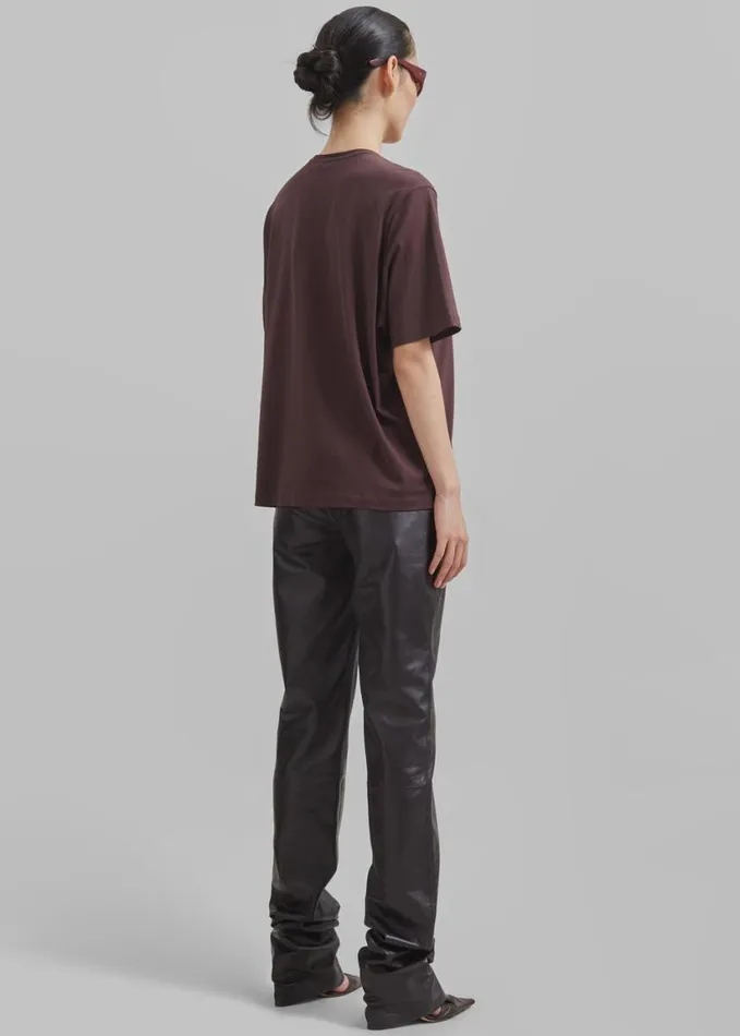 Clothing Women The Frankie Shop Harper Soft Organic TShirt 8211 Dark Plum