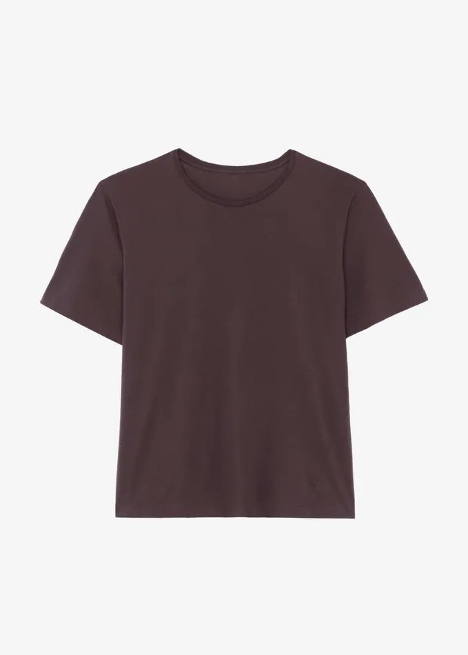 Clothing Women The Frankie Shop Harper Soft Organic TShirt 8211 Dark Plum