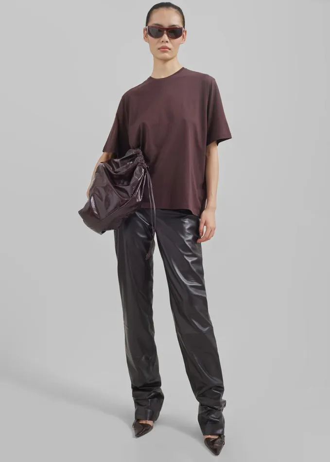 Clothing Women The Frankie Shop Harper Soft Organic TShirt 8211 Dark Plum
