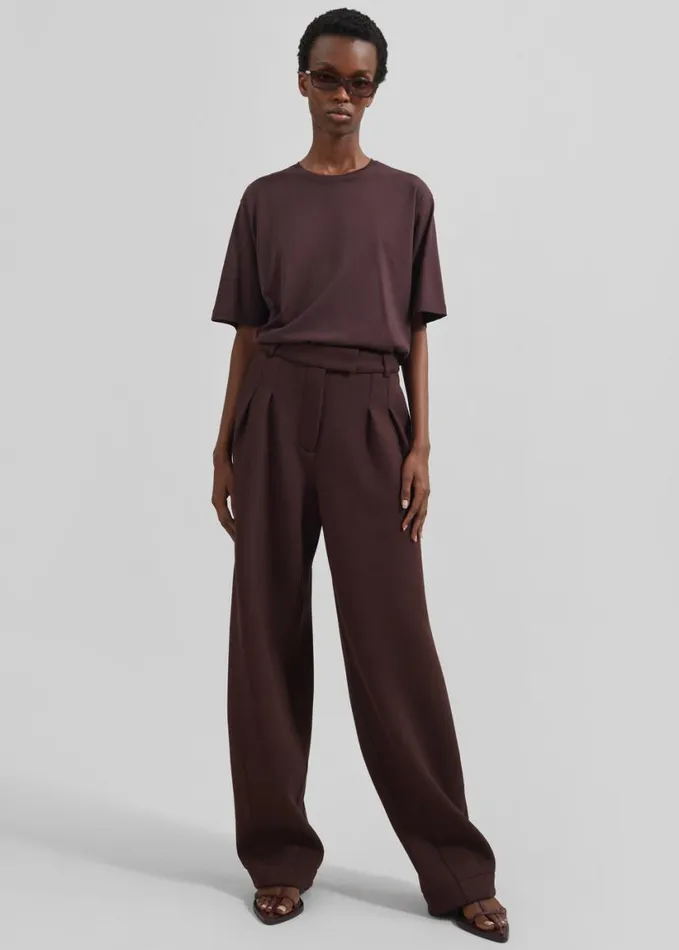 Clothing Women The Frankie Shop Harper Soft Organic TShirt 8211 Dark Plum