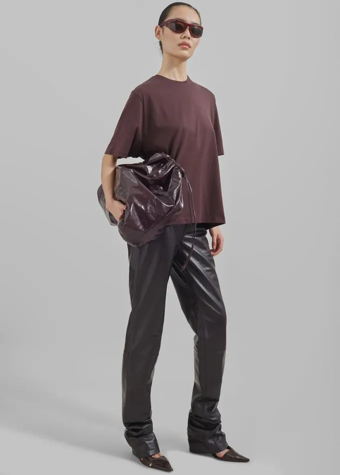Clothing Women The Frankie Shop Harper Soft Organic TShirt 8211 Dark Plum