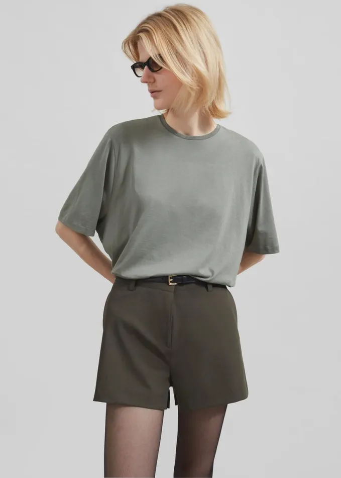 Clothing Women The Frankie Shop Harper Soft Organic TShirt 8211 Light Khaki