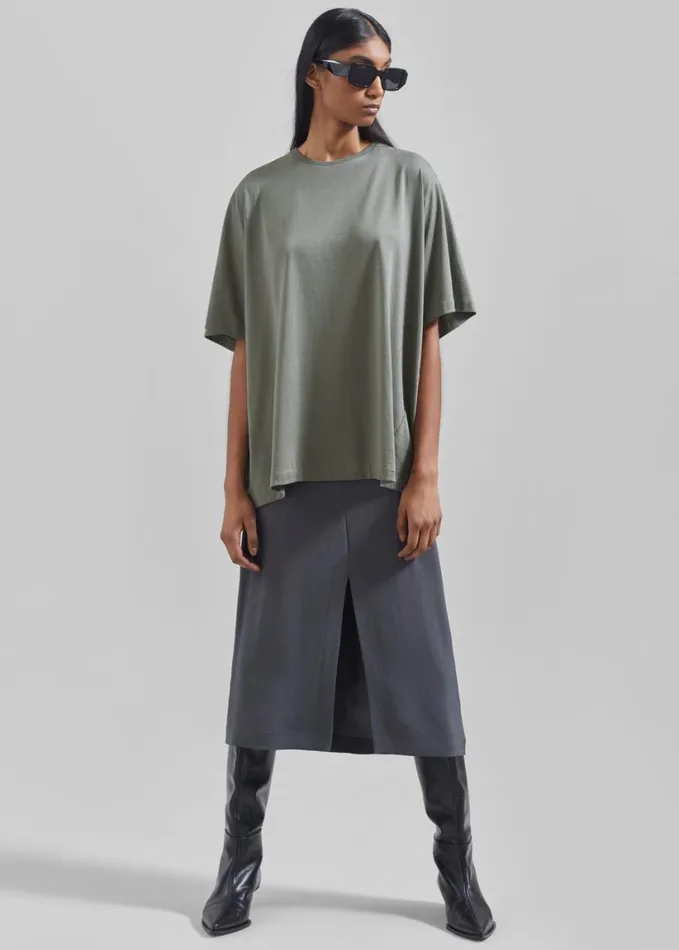 Clothing Women The Frankie Shop Harper Soft Organic TShirt 8211 Light Khaki