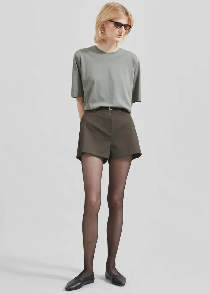 Clothing Women The Frankie Shop Harper Soft Organic TShirt 8211 Light Khaki