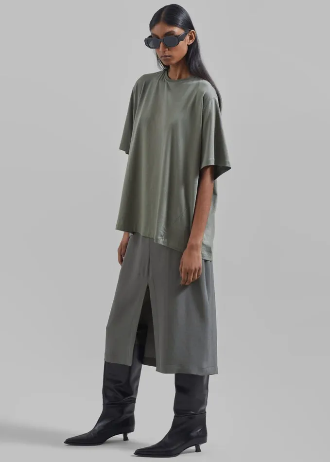 Clothing Women The Frankie Shop Harper Soft Organic TShirt 8211 Light Khaki