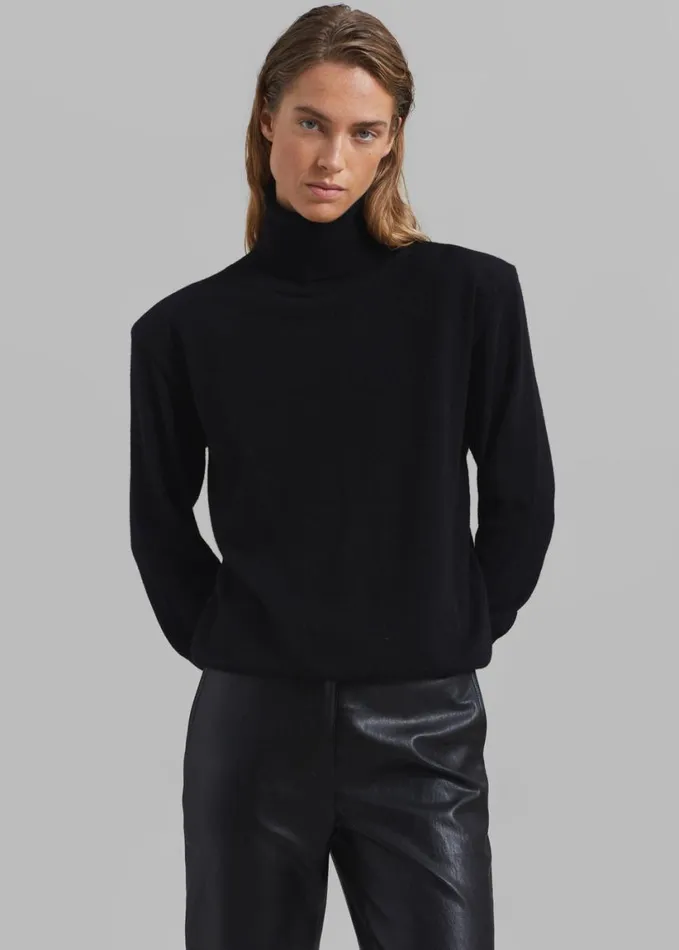 Clothing Women The Frankie Shop Ines Thin Padded Turtleneck 8211 Black