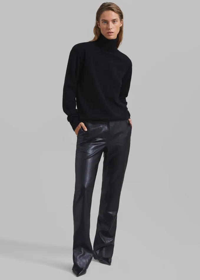 Clothing Women The Frankie Shop Ines Thin Padded Turtleneck 8211 Black