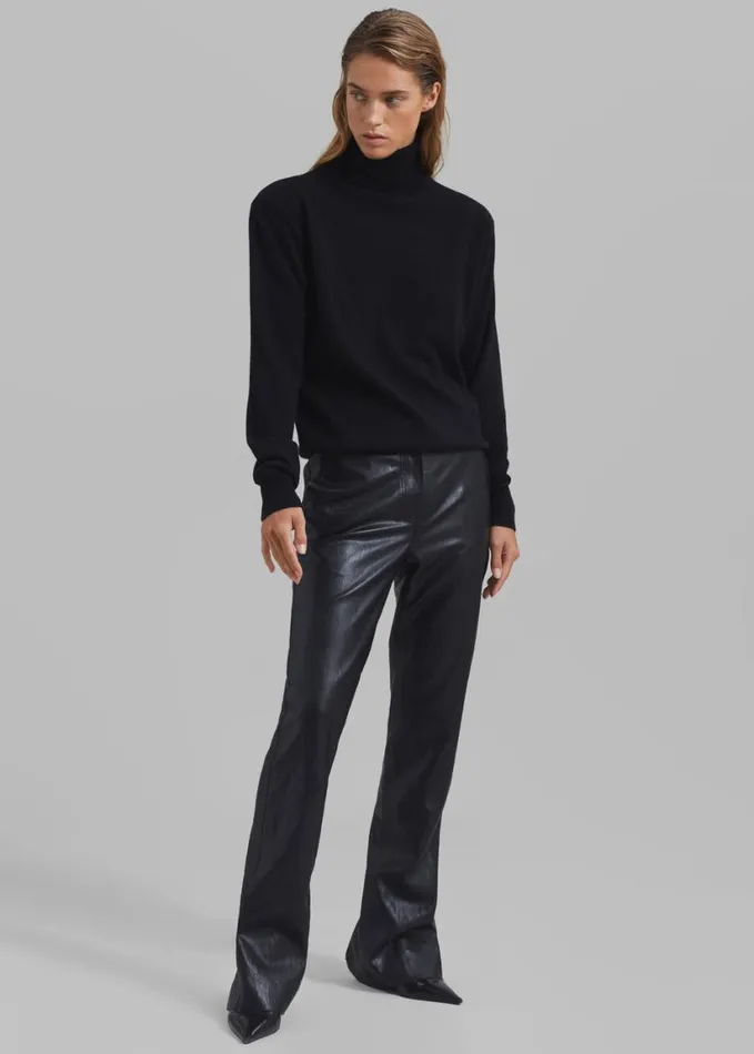 Clothing Women The Frankie Shop Ines Thin Padded Turtleneck 8211 Black