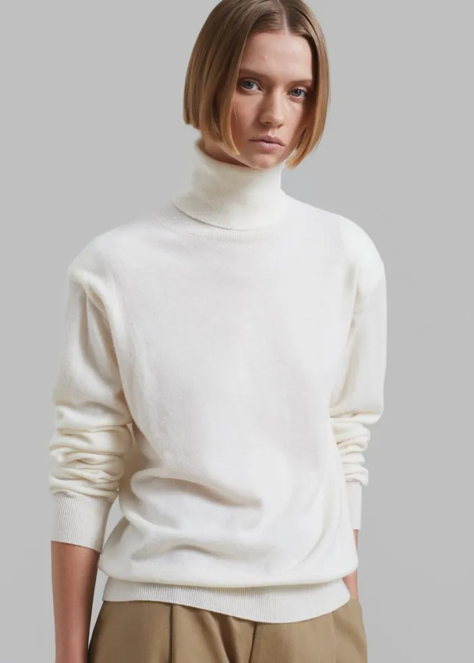 Clothing Women The Frankie Shop Ines Thin Padded Turtleneck 8211 Ivory