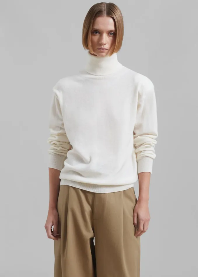 Clothing Women The Frankie Shop Ines Thin Padded Turtleneck 8211 Ivory