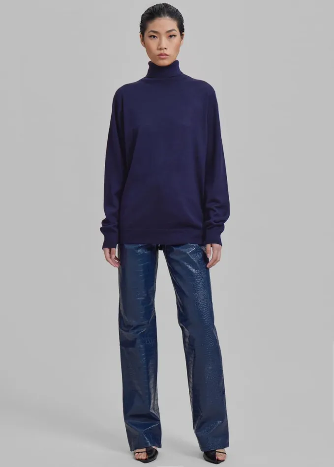 Clothing Women The Frankie Shop Ines Thin Padded Turtleneck 8211 Navy