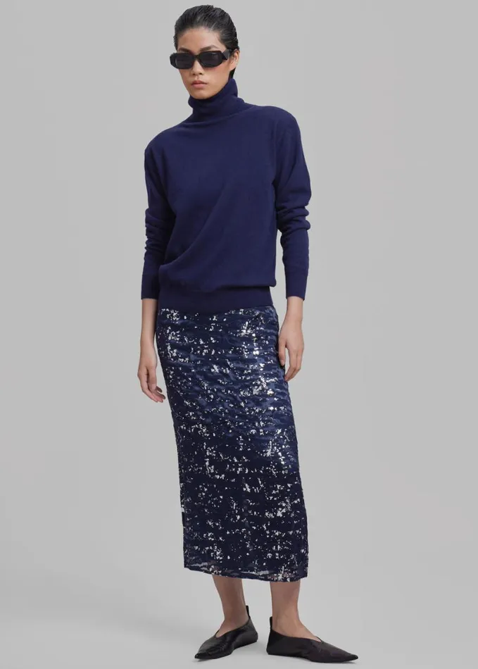 Clothing Women The Frankie Shop Ines Thin Padded Turtleneck 8211 Navy