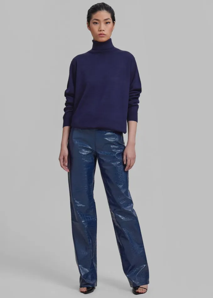 Clothing Women The Frankie Shop Ines Thin Padded Turtleneck 8211 Navy