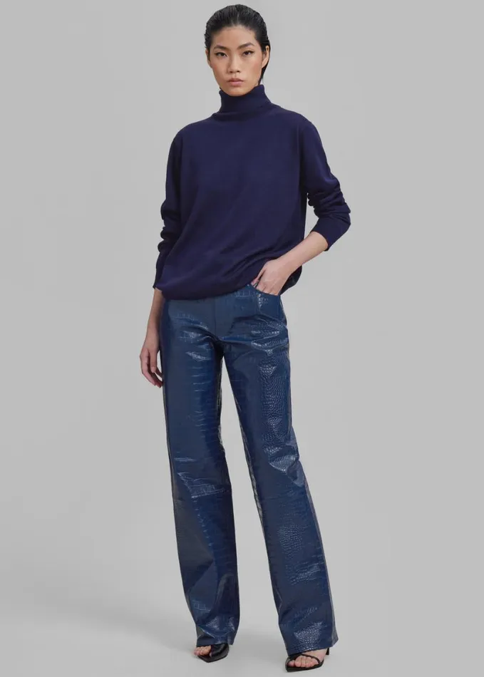 Clothing Women The Frankie Shop Ines Thin Padded Turtleneck 8211 Navy