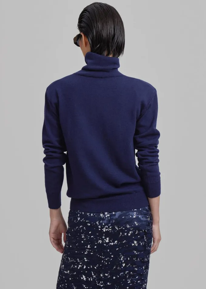 Clothing Women The Frankie Shop Ines Thin Padded Turtleneck 8211 Navy